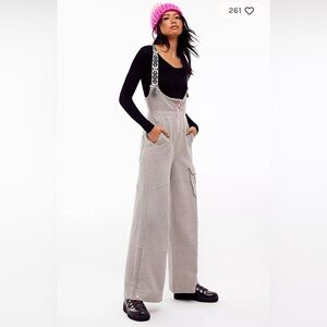 FP Movement by Free People Gray Overalls with Pink Details